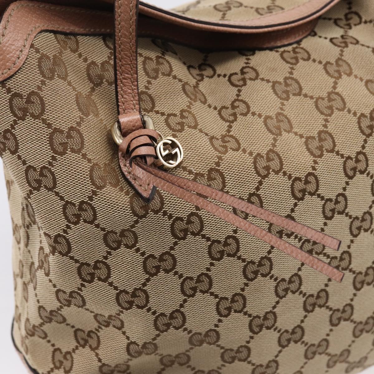 GUCCI GG Canvas Hand Bag 2way Beige Gold 353120 Auth ep16353