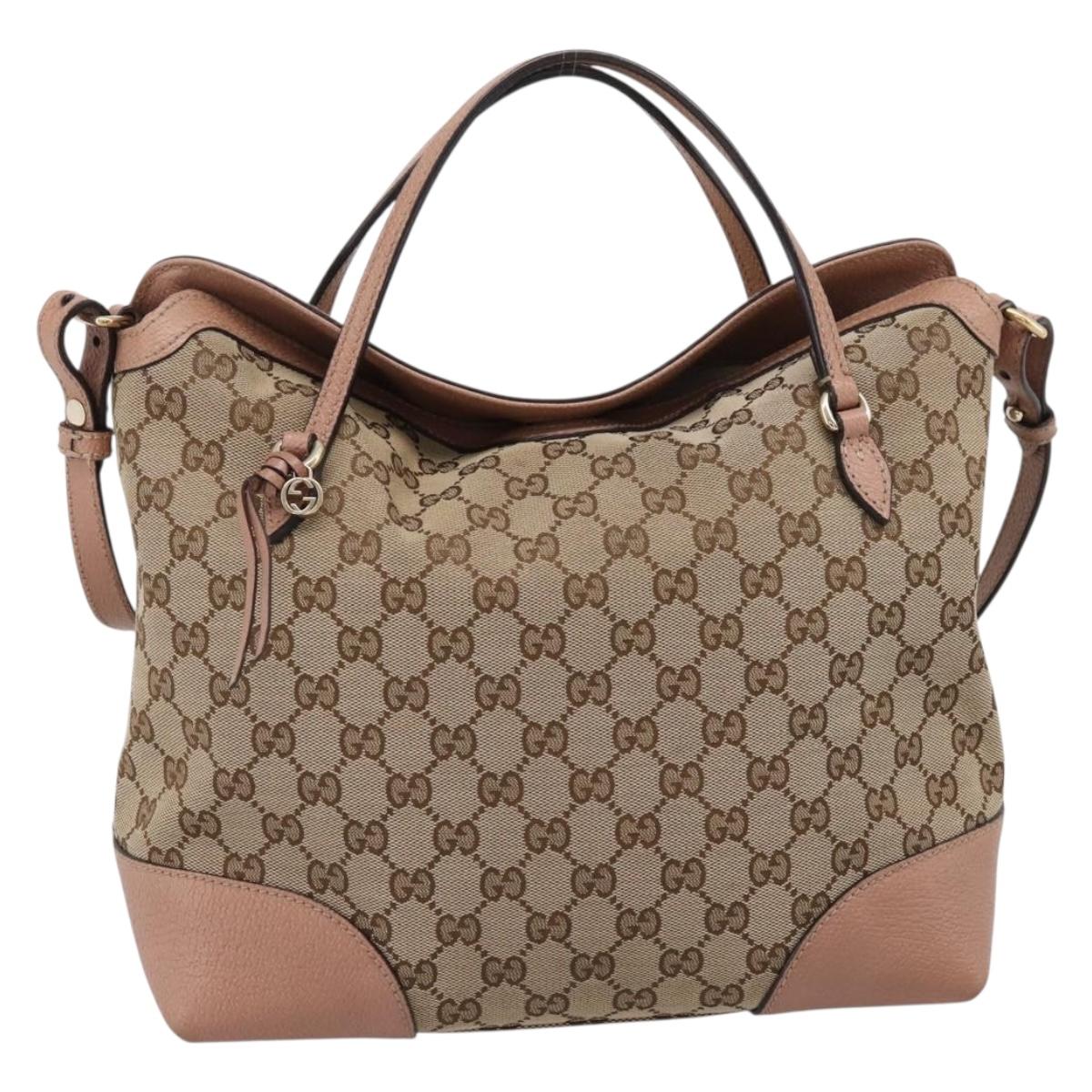 GUCCI GG Canvas Hand Bag 2way Beige Gold 353120 Auth ep16353