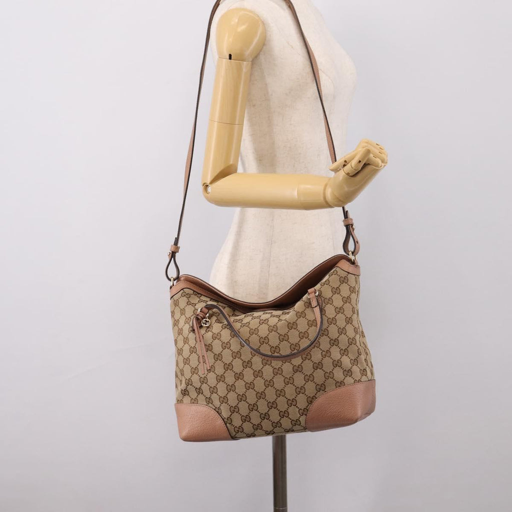 GUCCI GG Canvas Hand Bag 2way Beige Gold 353120 Auth ep16353