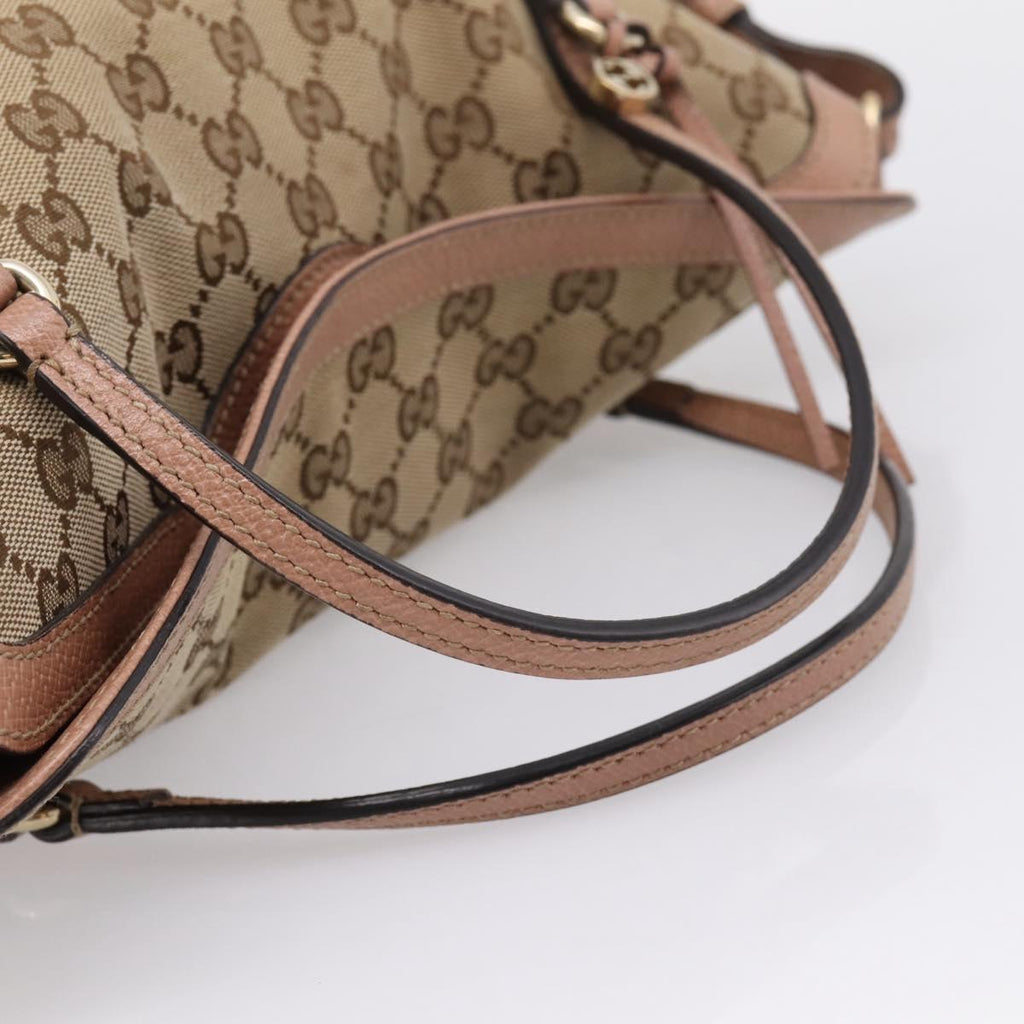 GUCCI GG Canvas Hand Bag 2way Beige Gold 353120 Auth ep16353