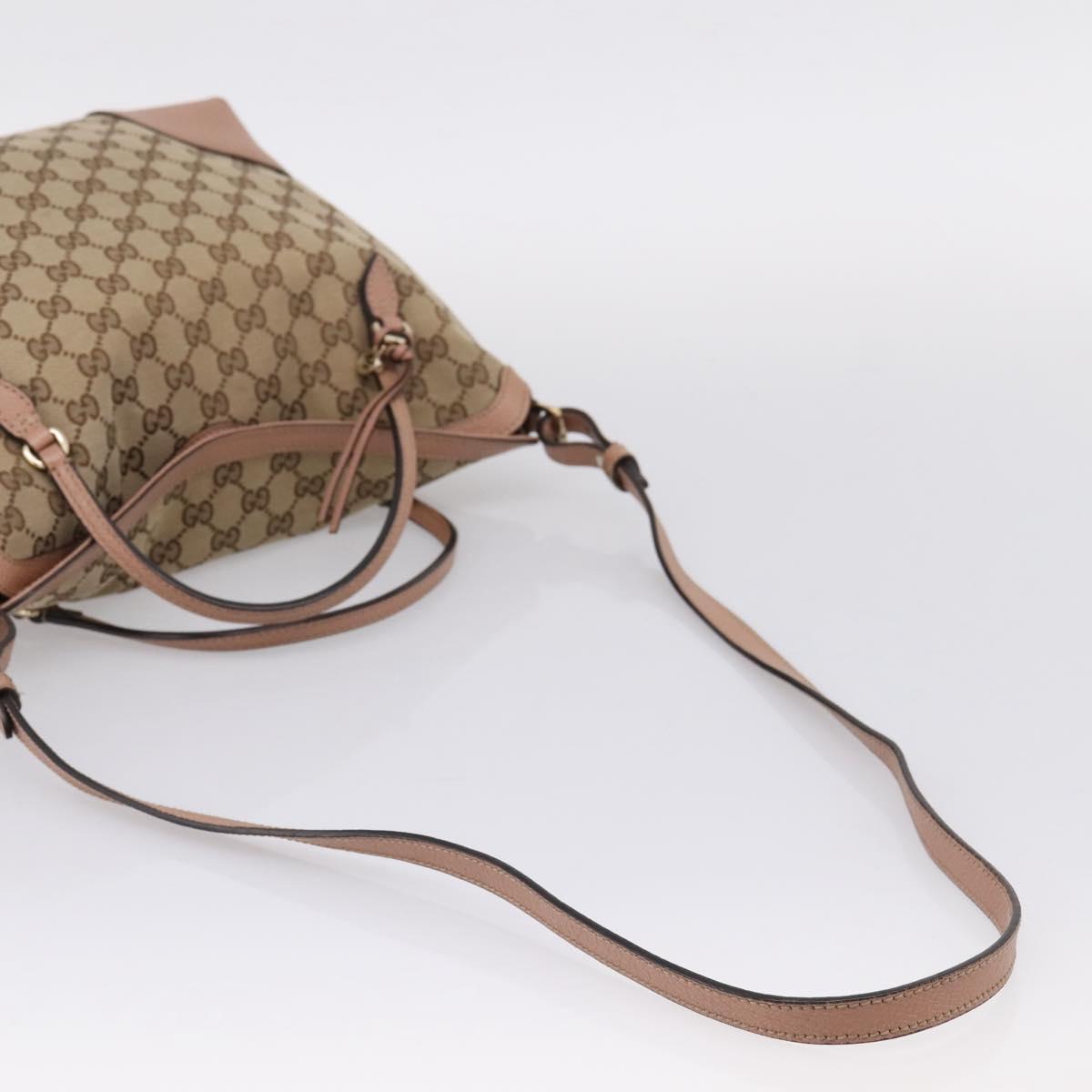 GUCCI GG Canvas Hand Bag 2way Beige Gold 353120 Auth ep16353