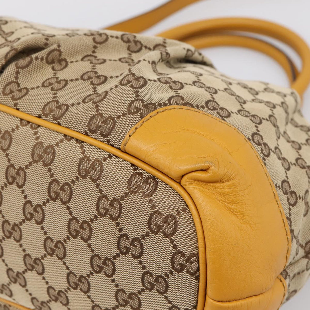 GUCCI GG Canvas Hand Bag 2way Beige Gold 247902 Auth ep16354
