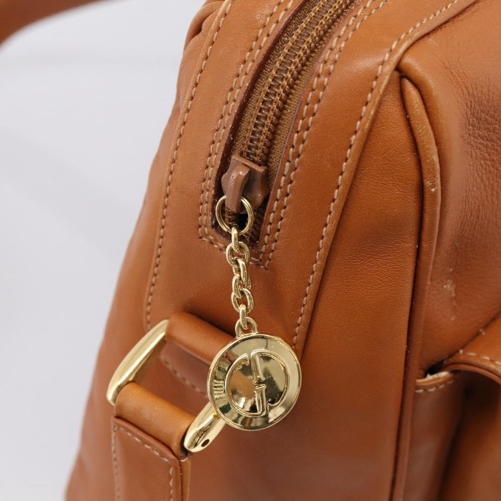GUCCI Bamboo Shoulder Bag Leather Brown Gold Auth ep16426