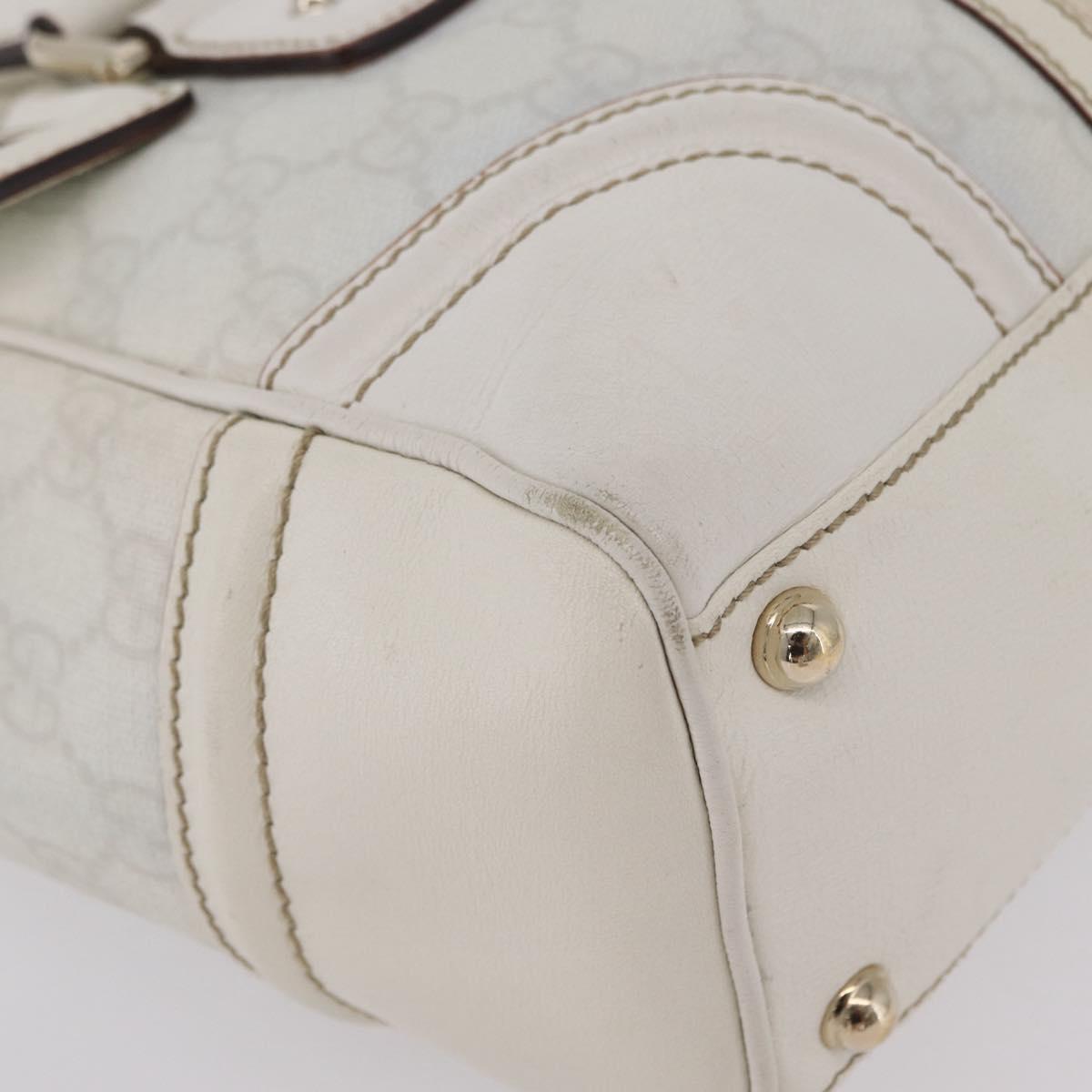 GUCCI GG Supreme Sherry Line Hand Bag PVC White Gold Auth ep16430A