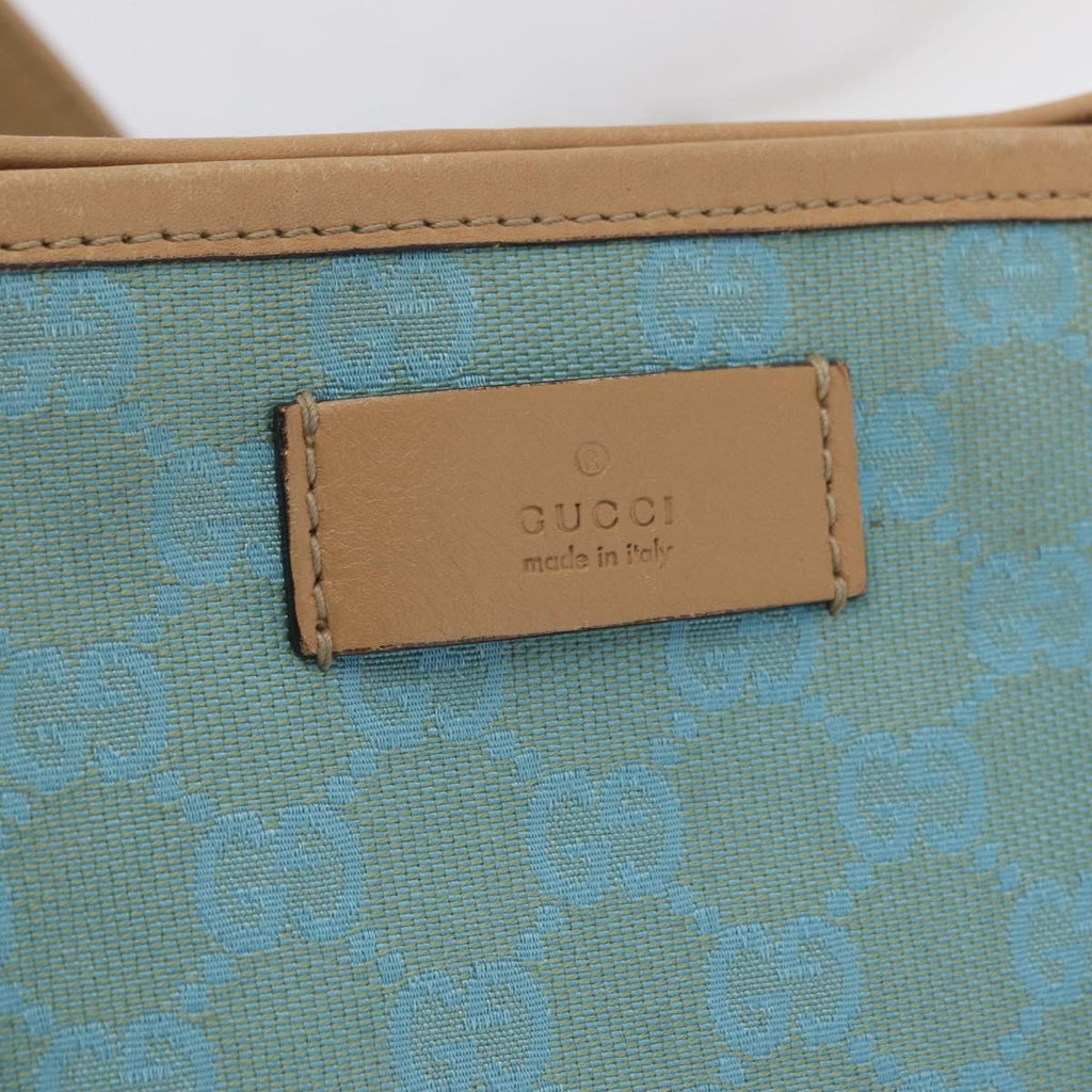 GUCCI GG Canvas Tote Bag 2way Outlet Light Blue Silver 257298 Auth ep16449A