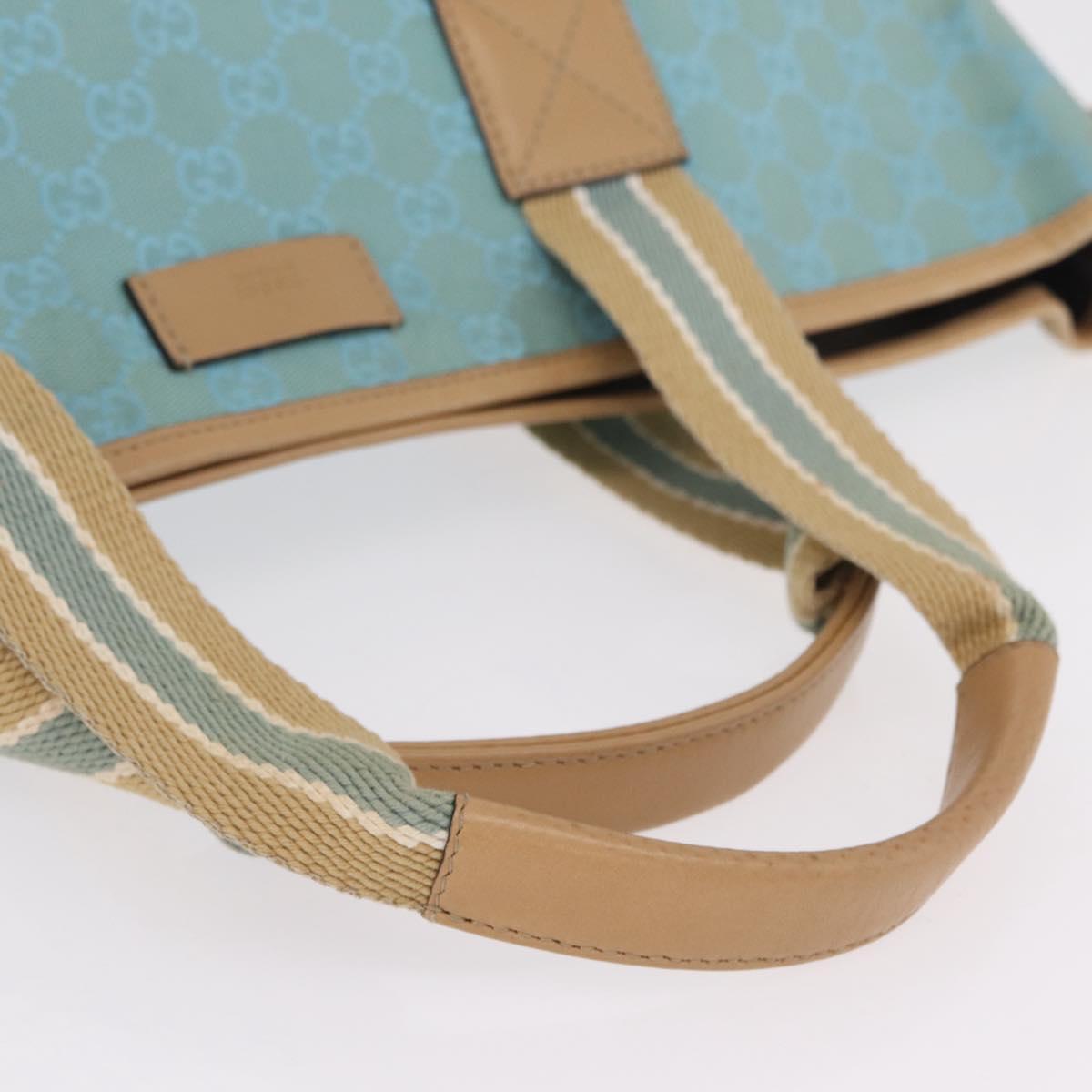 GUCCI GG Canvas Tote Bag 2way Outlet Light Blue Silver 257298 Auth ep16449A