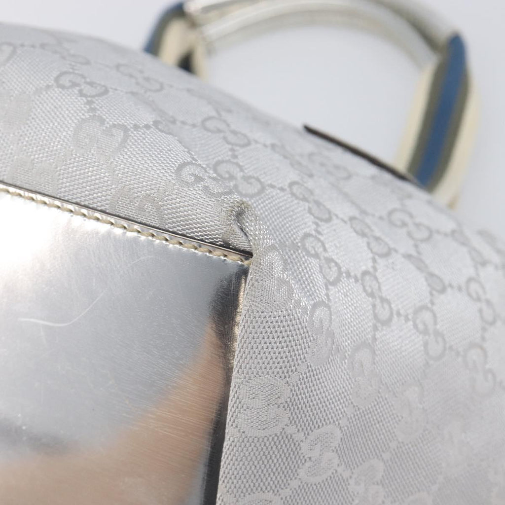 GUCCI GG Canvas Web Sherry Line Hand Bag Silver 131228 Auth ep16492