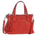 GUCCI Soho Hand Bag Leather 2way Orange Gold 308362 Auth ep16493A