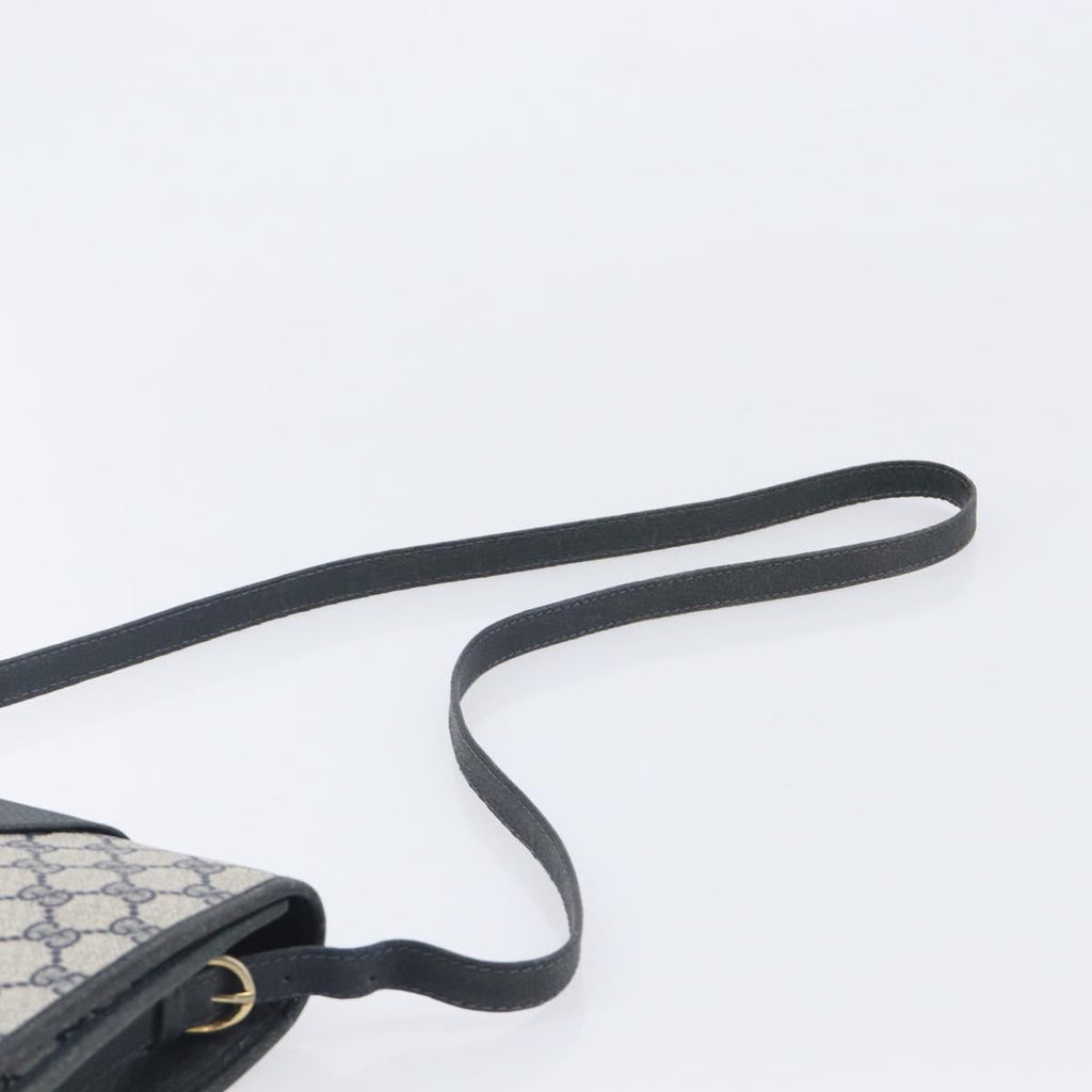 GUCCI GG Supreme Shoulder Bag PVC Navy Gold Auth ep16502