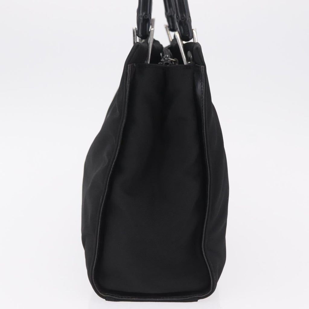 GUCCI Bamboo Tote Bag Nylon Black Silver 002 1016 Auth ep16523