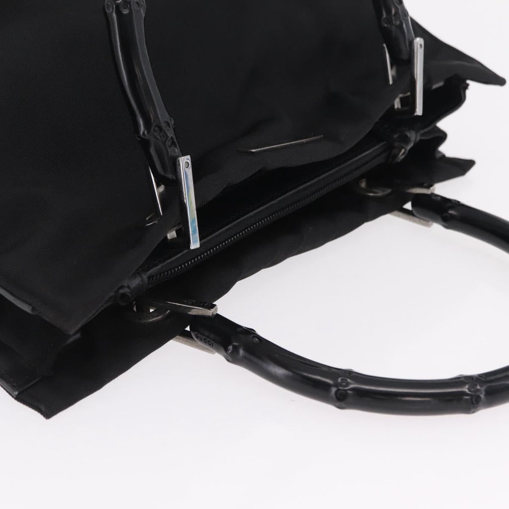 GUCCI Bamboo Tote Bag Nylon Black Silver 002 1016 Auth ep16523