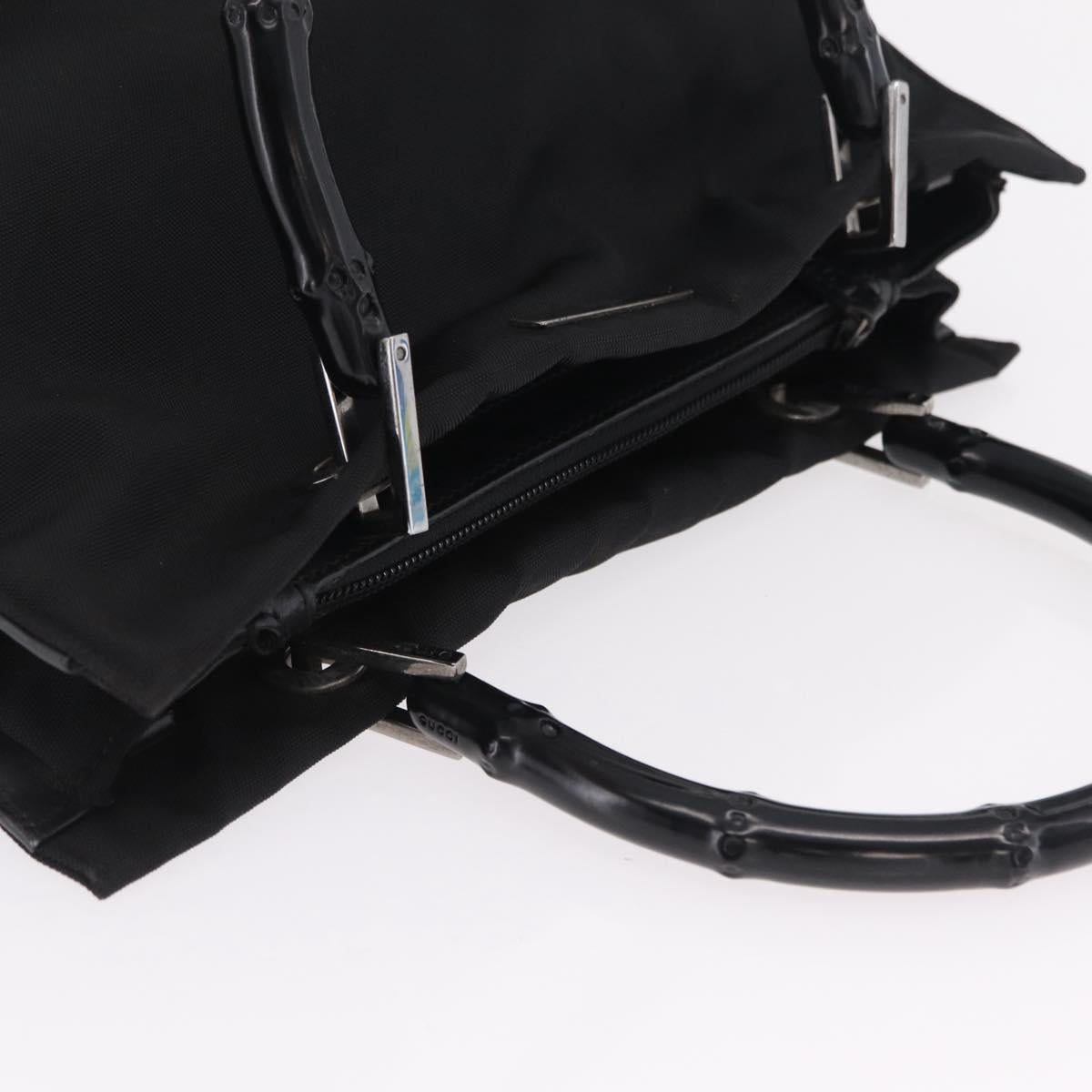 GUCCI Bamboo Tote Bag Nylon Black Silver 002 1016 Auth ep16523