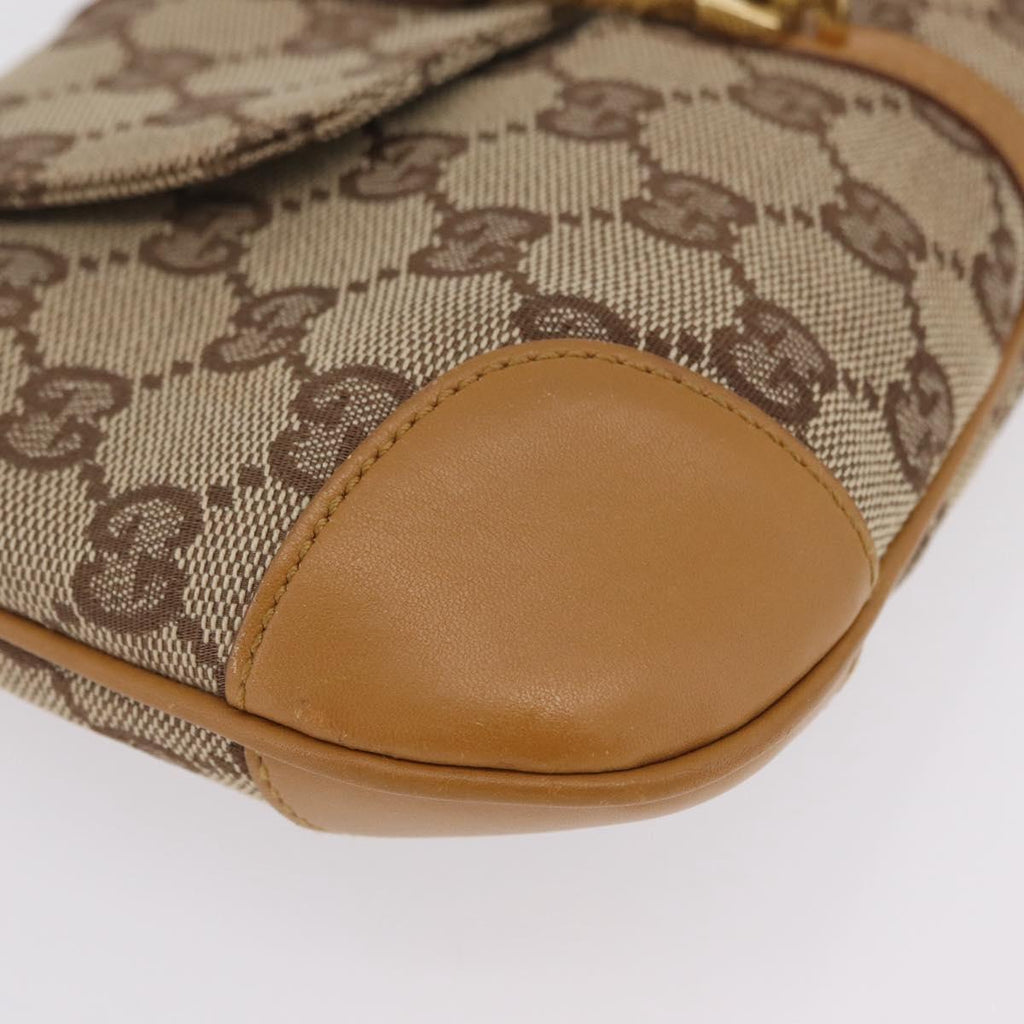 GUCCI GG Canvas Bamboo Jackie Hand Bag Beige Gold Tone 005 0811 Auth ep16573V