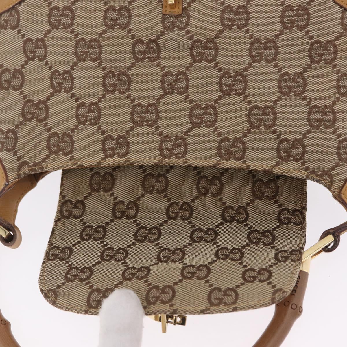 GUCCI GG Canvas Bamboo Jackie Hand Bag Beige Gold Tone 005 0811 Auth ep16573V