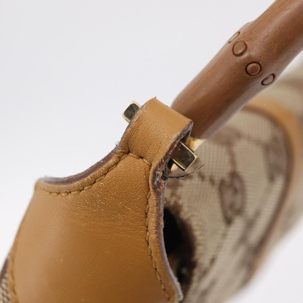 GUCCI GG Canvas Bamboo Jackie Hand Bag Beige Gold Tone 005 0811 Auth ep16573V