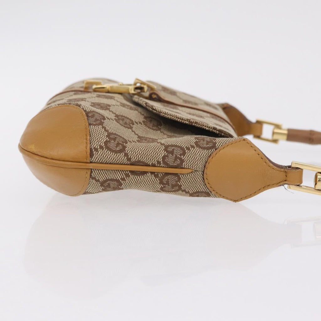 GUCCI GG Canvas Bamboo Jackie Hand Bag Beige Gold Tone 005 0811 Auth ep16573V