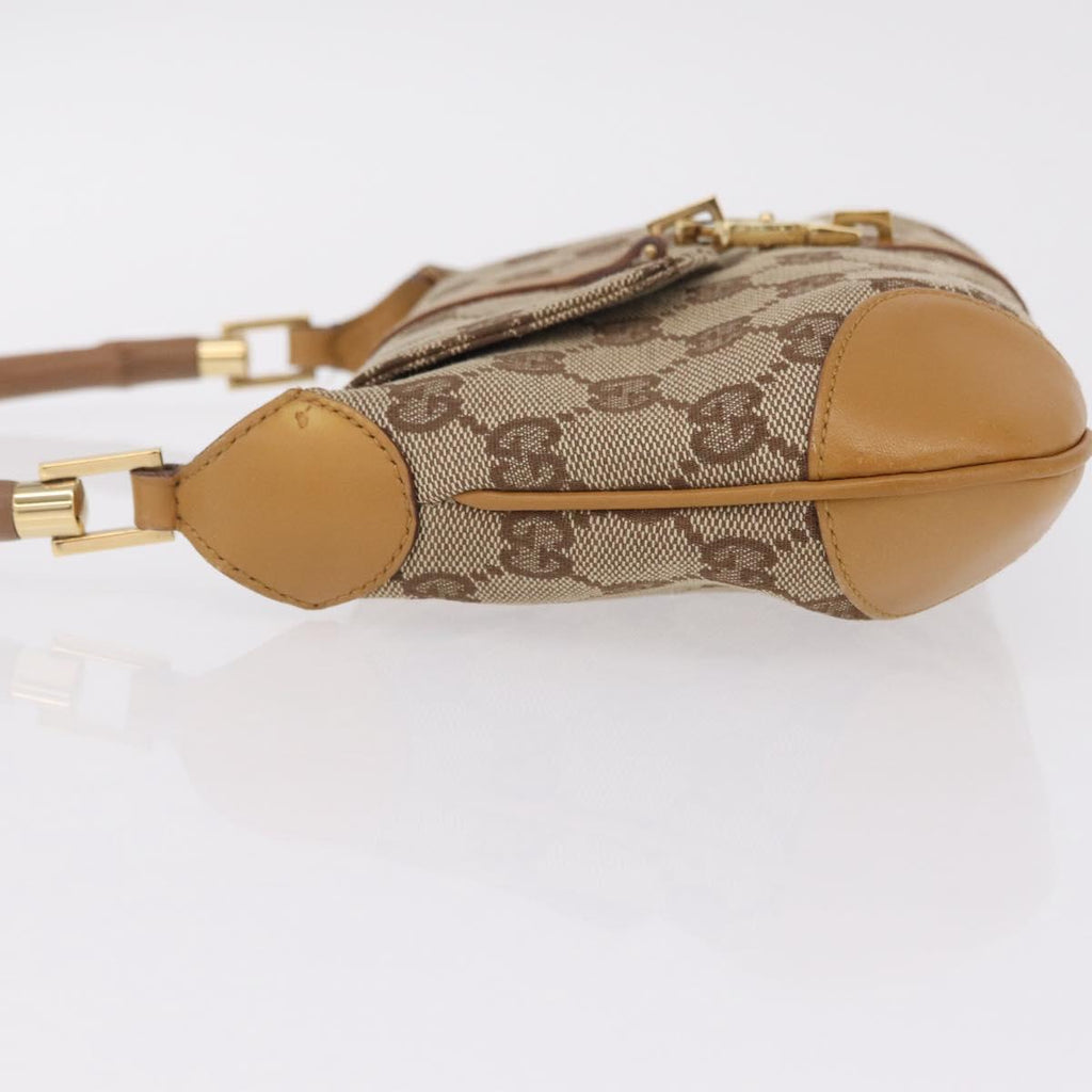 GUCCI GG Canvas Bamboo Jackie Hand Bag Beige Gold Tone 005 0811 Auth ep16573V