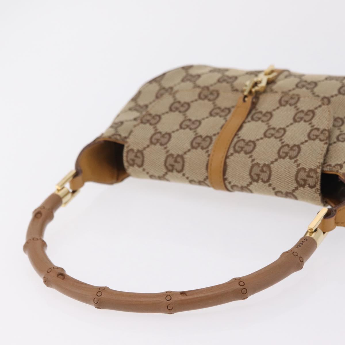 GUCCI GG Canvas Bamboo Jackie Hand Bag Beige Gold Tone 005 0811 Auth ep16573V
