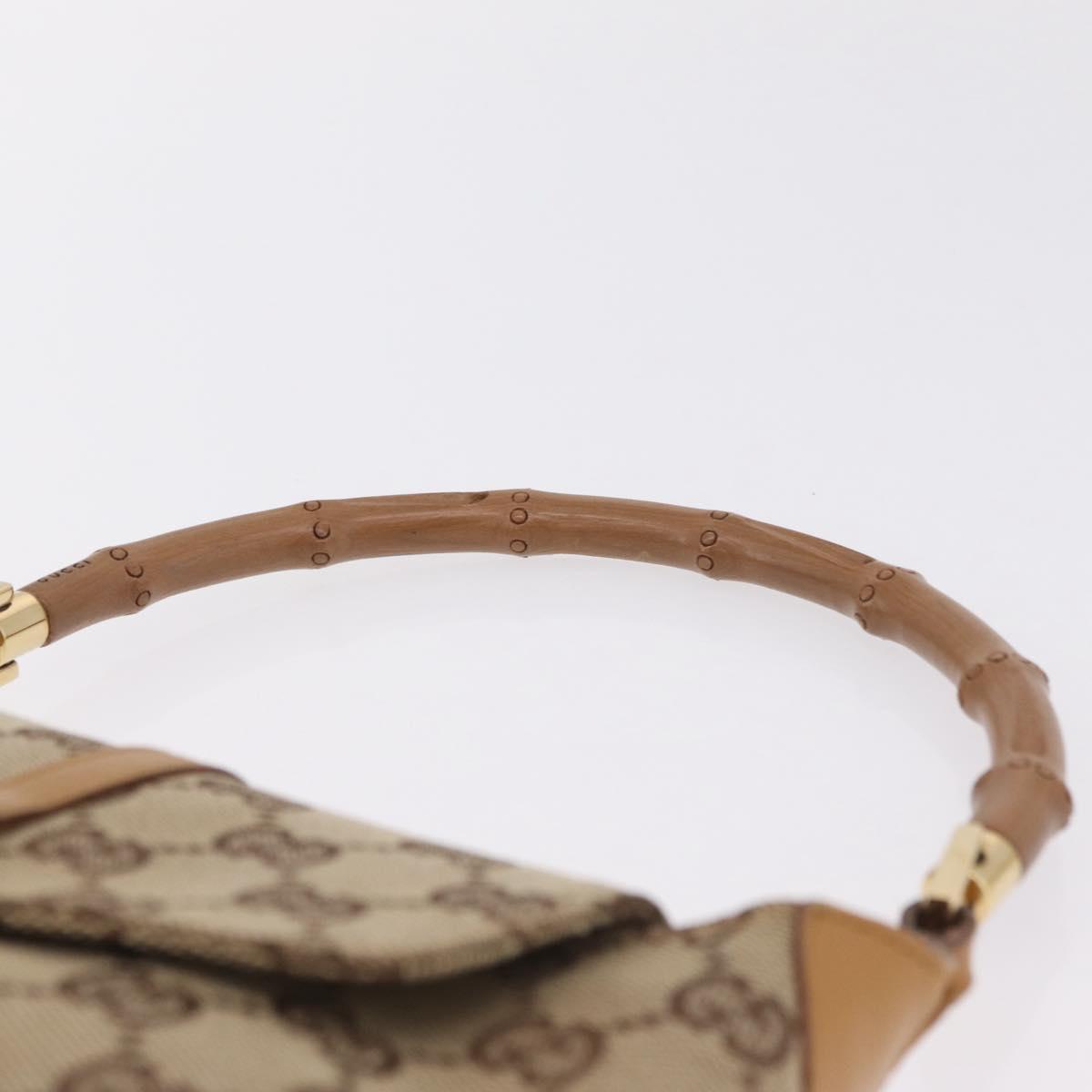 GUCCI GG Canvas Bamboo Jackie Hand Bag Beige Gold Tone 005 0811 Auth ep16573V