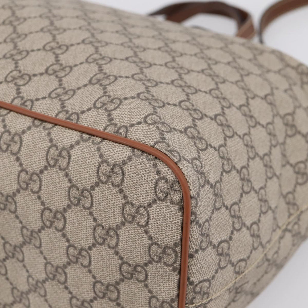 GUCCI GG Supreme Hand Bag PVC 2way Beige Gold Tone 453705 Auth ep16574M