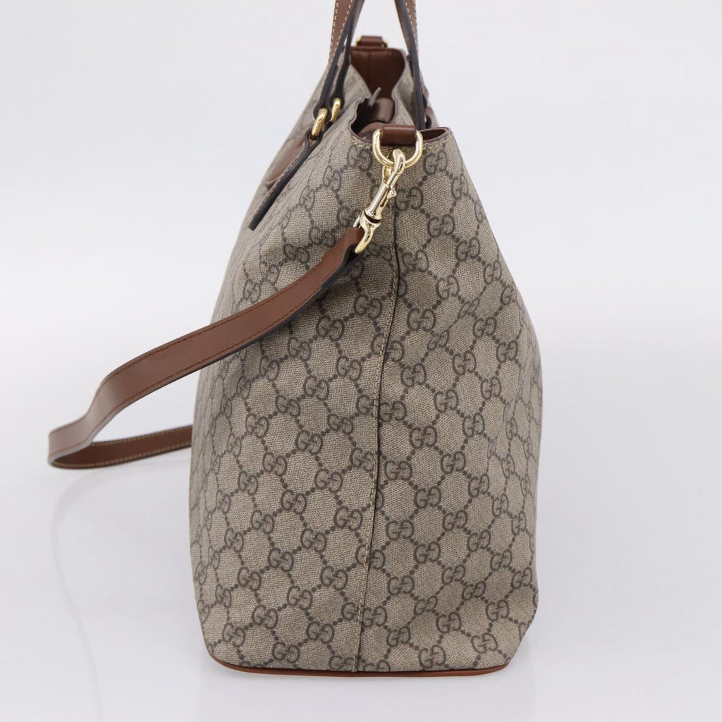 GUCCI GG Supreme Hand Bag PVC 2way Beige Gold Tone 453705 Auth ep16574M