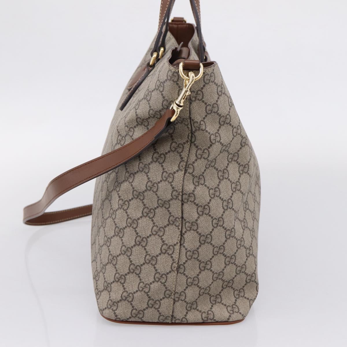 GUCCI GG Supreme Hand Bag PVC 2way Beige Gold Tone 453705 Auth ep16574M