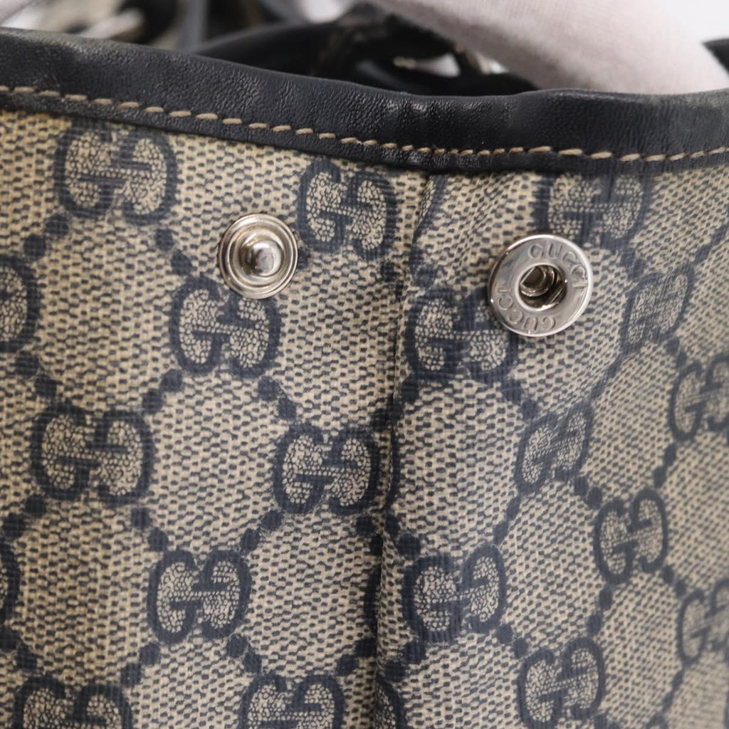GUCCI GG Supreme Tote Bag PVC Navy Silver 223668 Auth ep16593A