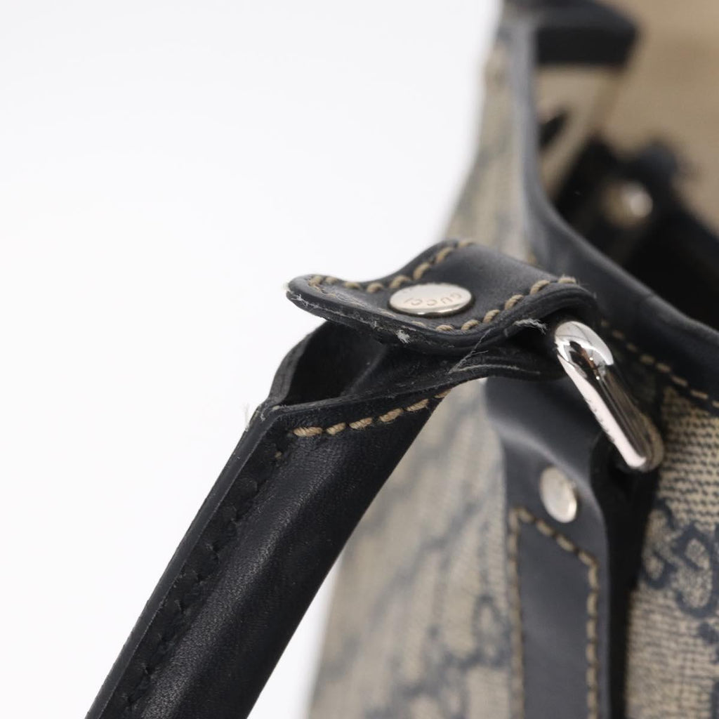GUCCI GG Supreme Tote Bag PVC Navy Silver 223668 Auth ep16593A