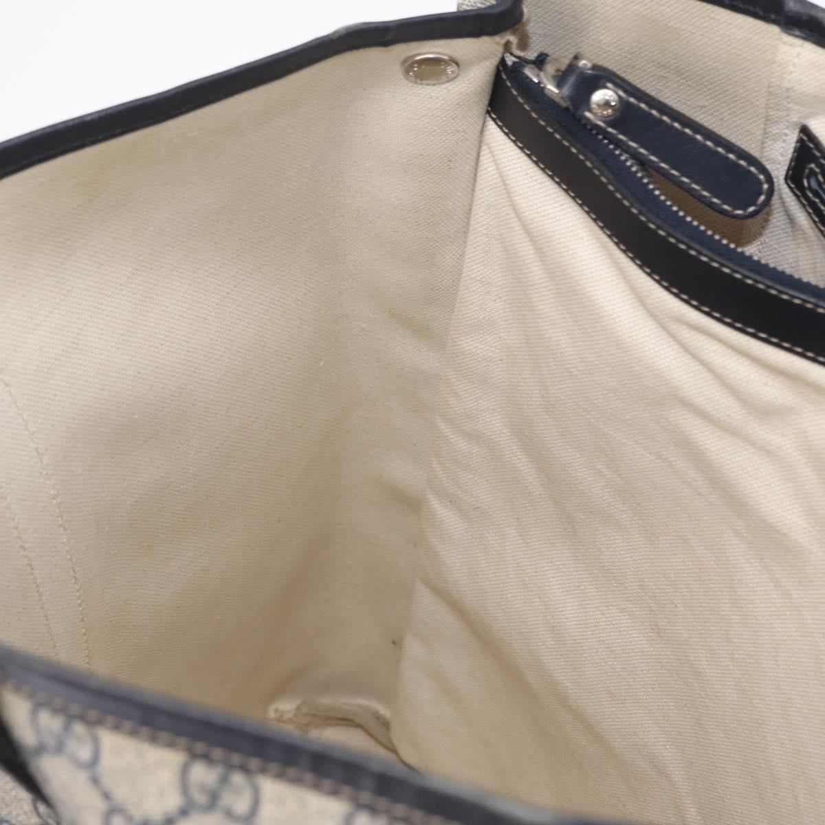 GUCCI GG Supreme Tote Bag PVC Navy Silver 223668 Auth ep16593A