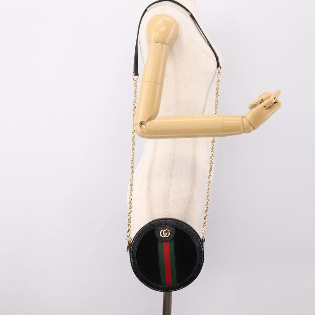 GUCCI Ophdia GG Web Sherry Line Chain Shoulder Bag Suede 550618 Auth ep16605V
