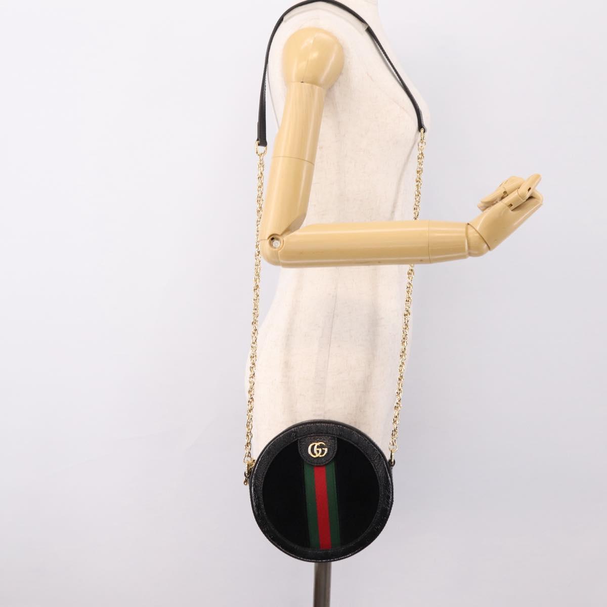 GUCCI Ophdia GG Web Sherry Line Chain Shoulder Bag Suede 550618 Auth ep16605V