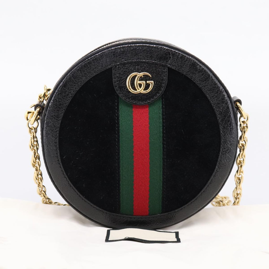 GUCCI Ophdia GG Web Sherry Line Chain Shoulder Bag Suede 550618 Auth ep16605V