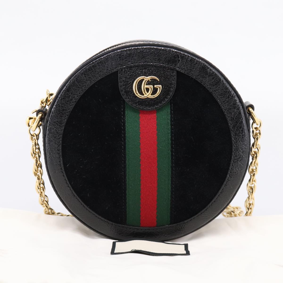 GUCCI Ophdia GG Web Sherry Line Chain Shoulder Bag Suede 550618 Auth ep16605V