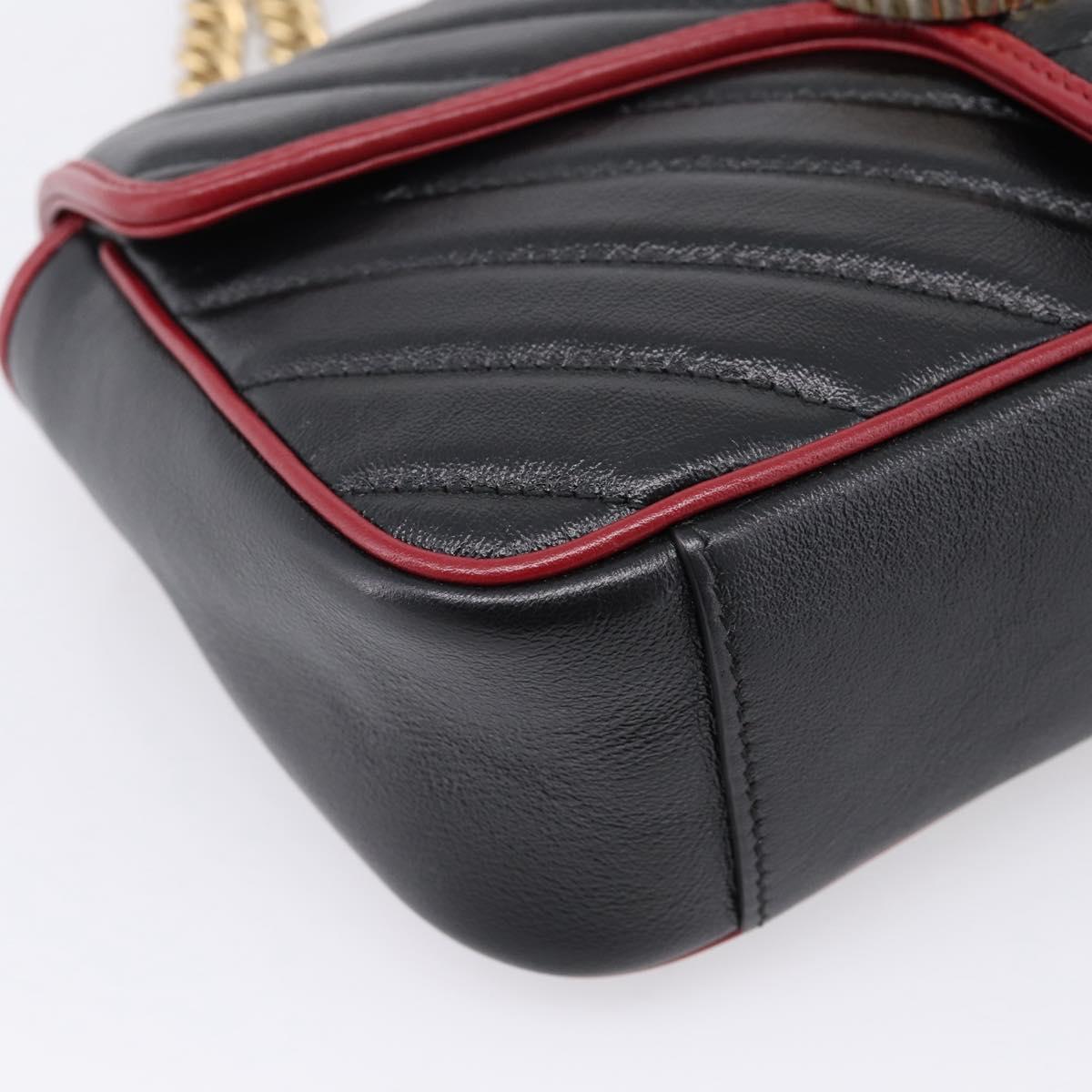 GUCCI GG Marmont Chain Shoulder Bag Leather Black Gold Tone 443497 Auth ep16615M