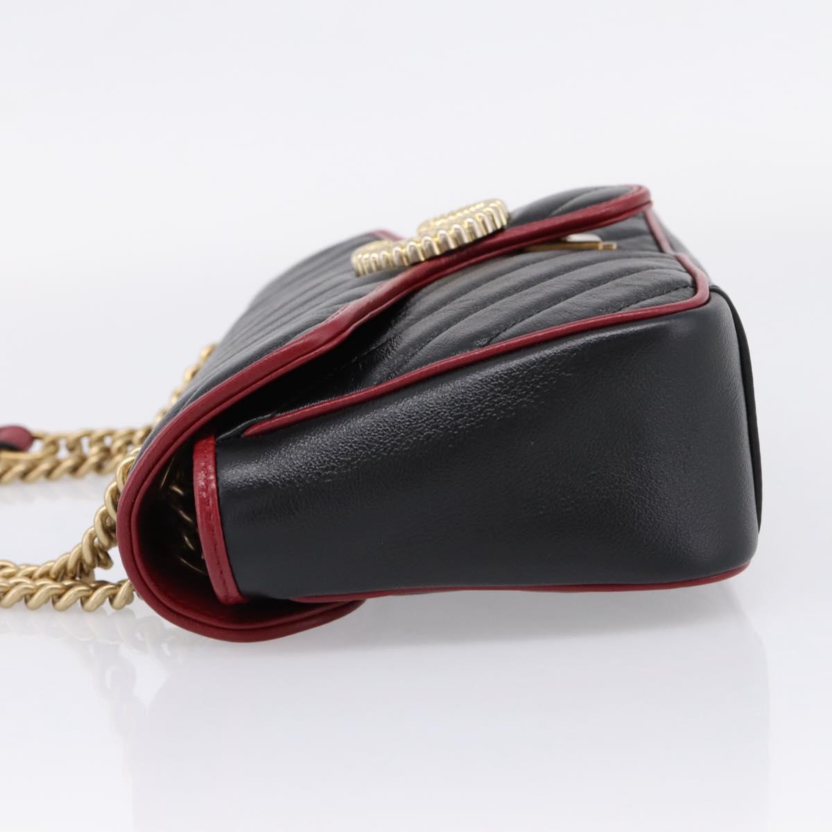 GUCCI GG Marmont Chain Shoulder Bag Leather Black Gold Tone 443497 Auth ep16615M