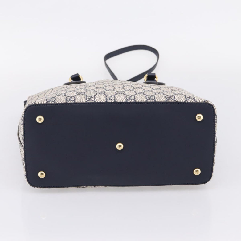 GUCCI GG Supreme Hand Bag PVC 2way Navy Gold Tone 429147 Auth ep16618V