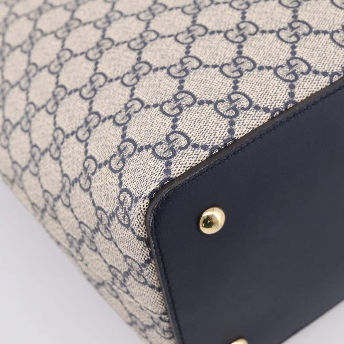 GUCCI GG Supreme Hand Bag PVC 2way Navy Gold Tone 429147 Auth ep16618V