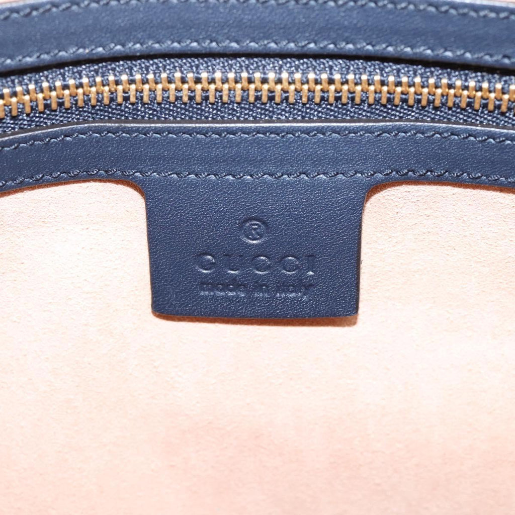 GUCCI GG Supreme Hand Bag PVC 2way Navy Gold Tone 429147 Auth ep16618V