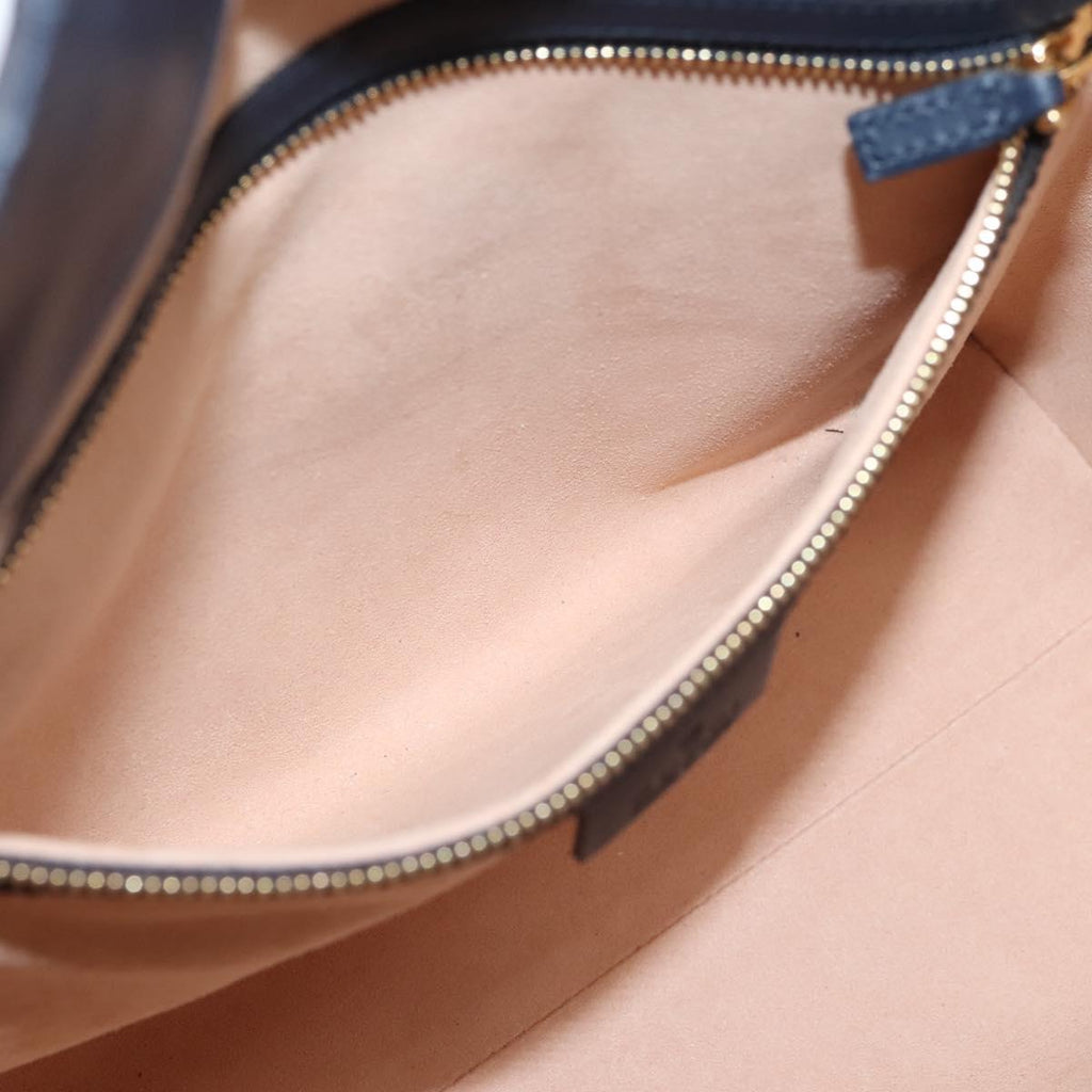 GUCCI GG Supreme Hand Bag PVC 2way Navy Gold Tone 429147 Auth ep16618V