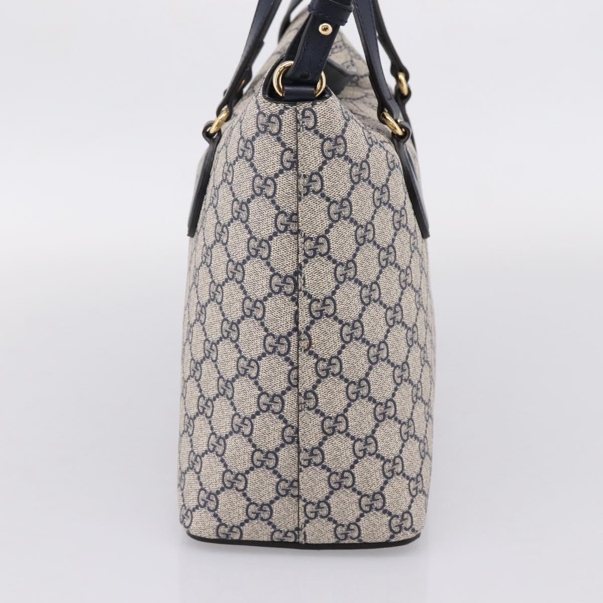 GUCCI GG Supreme Hand Bag PVC 2way Navy Gold Tone 429147 Auth ep16618V
