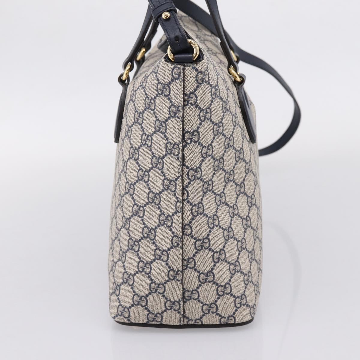 GUCCI GG Supreme Hand Bag PVC 2way Navy Gold Tone 429147 Auth ep16618V