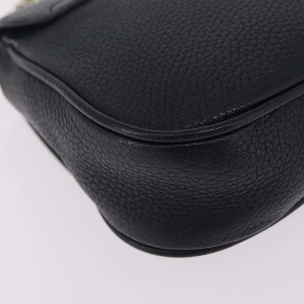 GUCCI Soho Chain Shoulder Bag Leather Outlet Black Gold 536224 Auth ep16638V