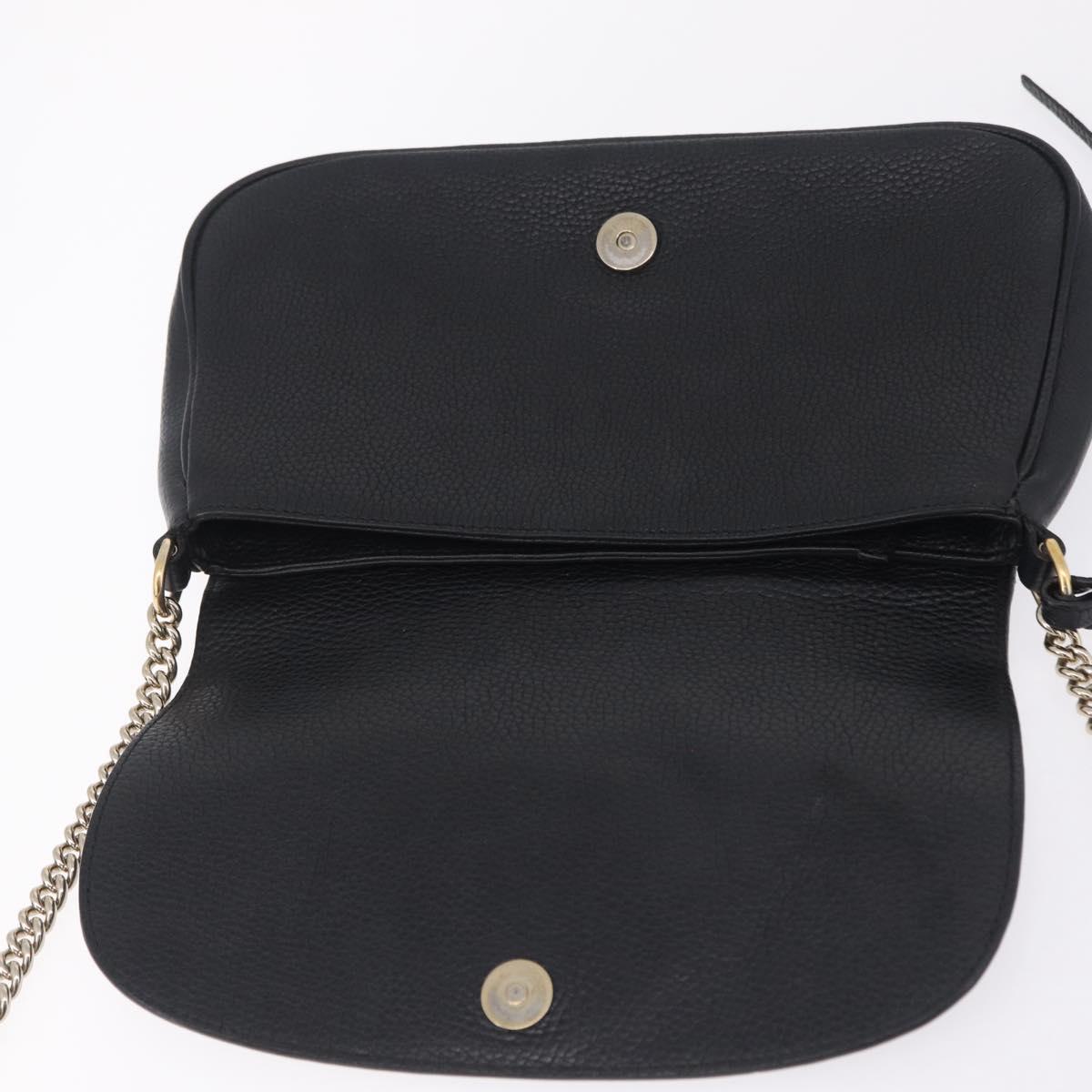 GUCCI Soho Chain Shoulder Bag Leather Outlet Black Gold 536224 Auth ep16638V