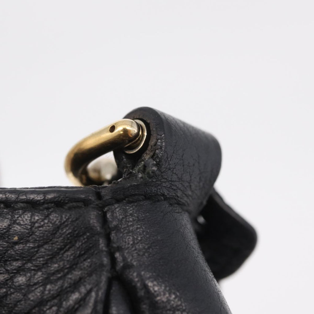 GUCCI Soho Chain Shoulder Bag Leather Outlet Black Gold 536224 Auth ep16638V