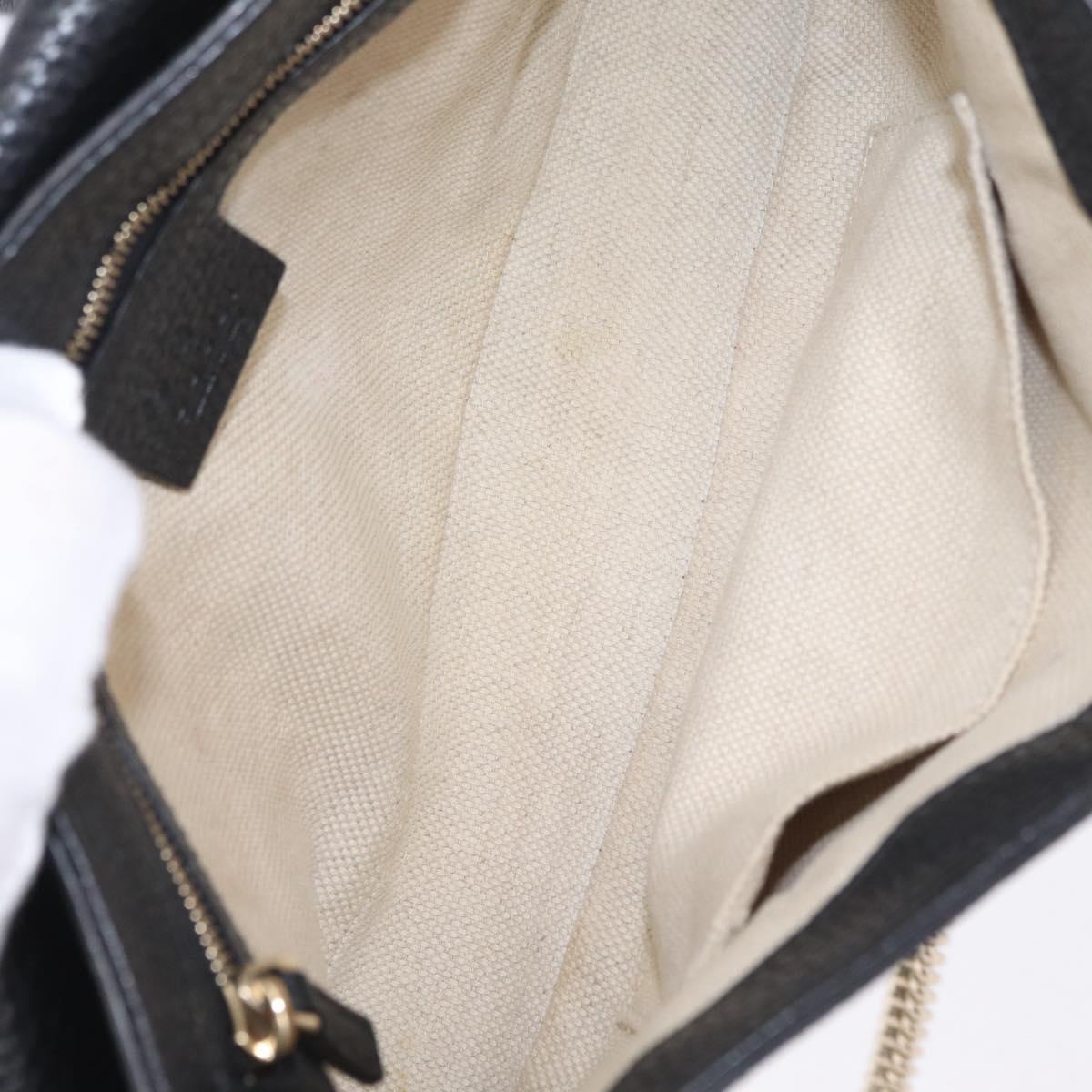 GUCCI Soho Chain Shoulder Bag Leather Outlet Black Gold 536224 Auth ep16638V