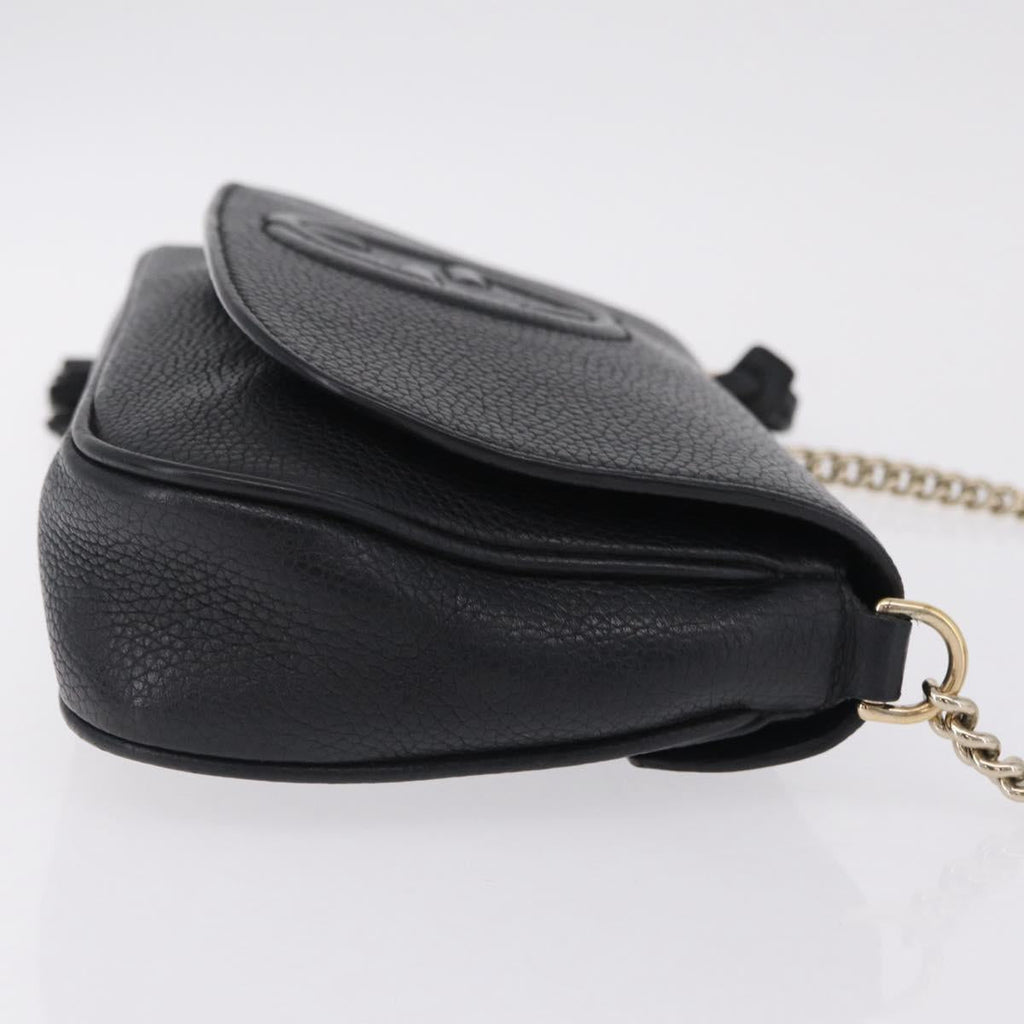 GUCCI Soho Chain Shoulder Bag Leather Outlet Black Gold 536224 Auth ep16638V