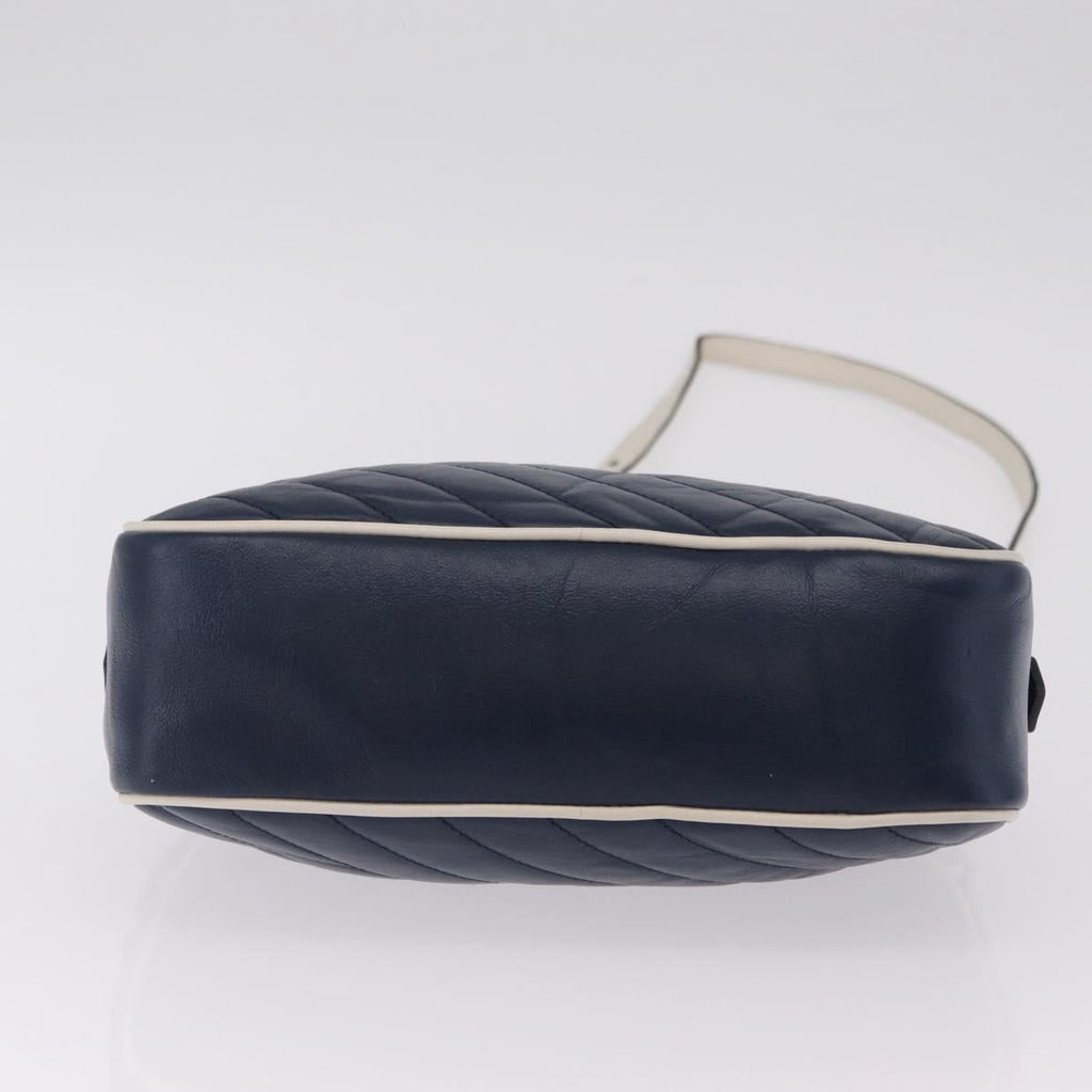 GUCCI GG Marmont Chain Shoulder Bag Leather Navy Silver 447632 Auth ep16640V