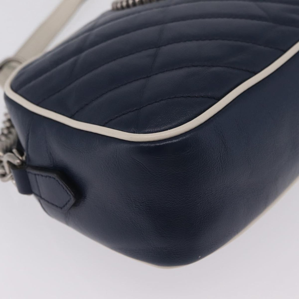 GUCCI GG Marmont Chain Shoulder Bag Leather Navy Silver 447632 Auth ep16640V