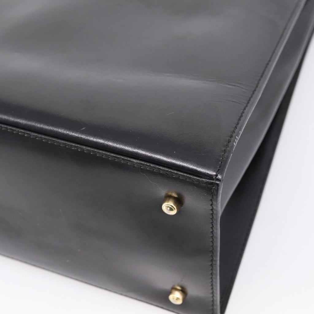 GUCCI Hand Bag Leather 2way Black Gold Tone Auth ep16693A