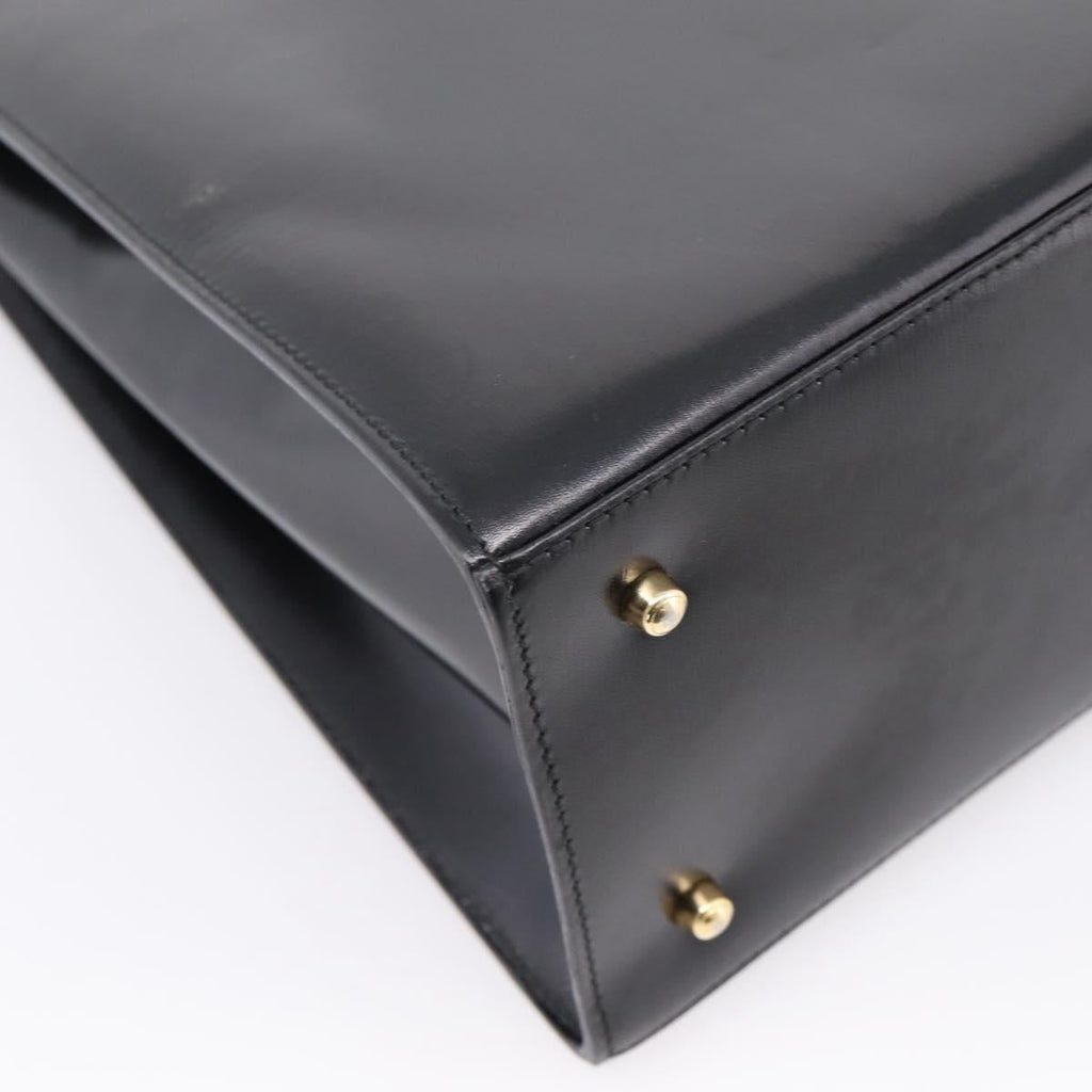 GUCCI Hand Bag Leather 2way Black Gold Tone Auth ep16693A